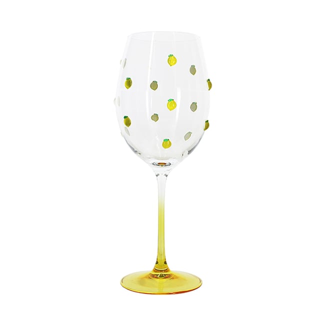 Lot de 4 verres à pied 43.5cl en verre, CITRON Couleur jaune-transparent <span itemprop=