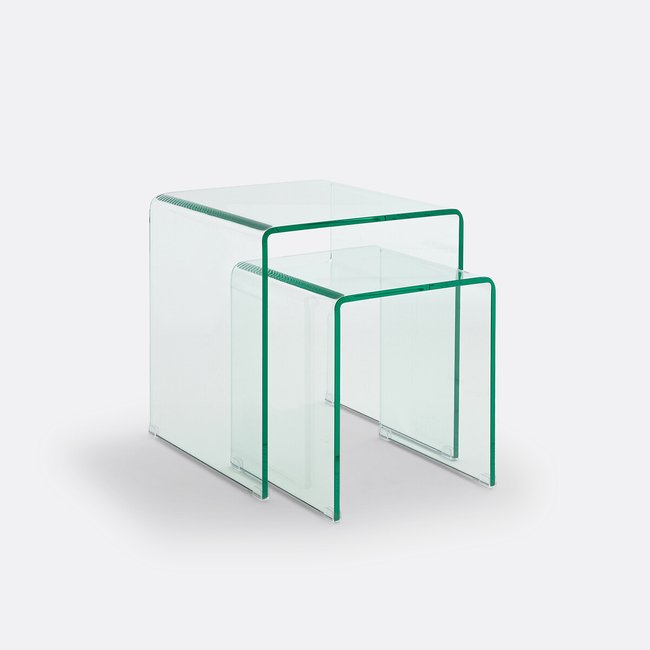 Lot de 2 bouts de canapé verre trempé, Joan Couleur transparent <span itemprop=