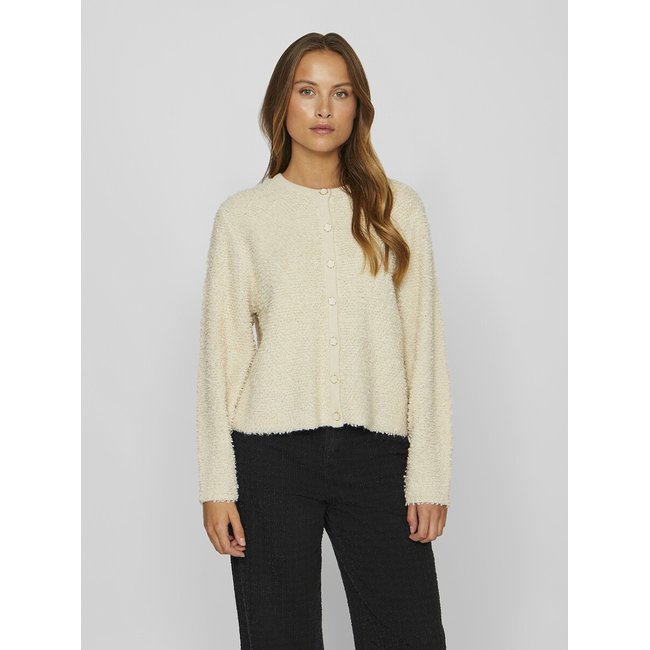 Gilet en maille bouclette ecru <span itemprop=