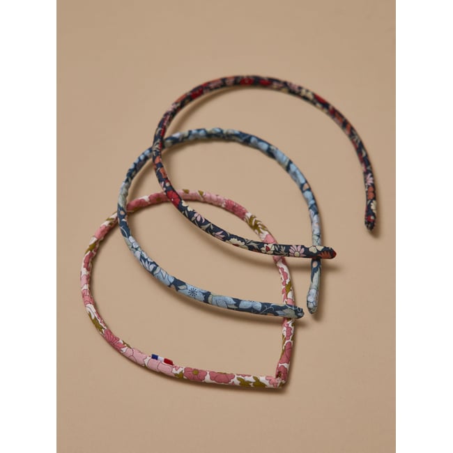 Serre-tête en tissu Liberty par lot de 3 liberty petal and daisy <span itemprop=
