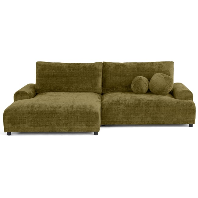 Canapé d'Angle Convertible 4 places - NELLY Couleur vert olive <span itemprop=