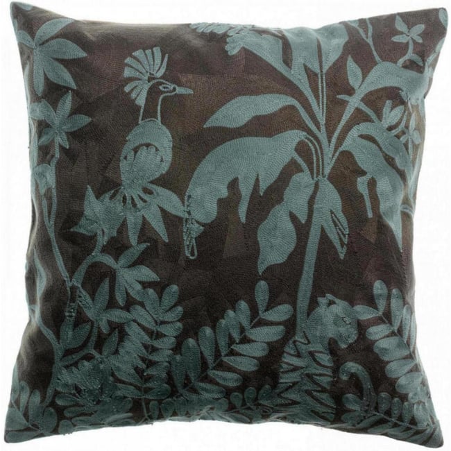 Coussin brodé Aurore Céleste carbone <span itemprop=