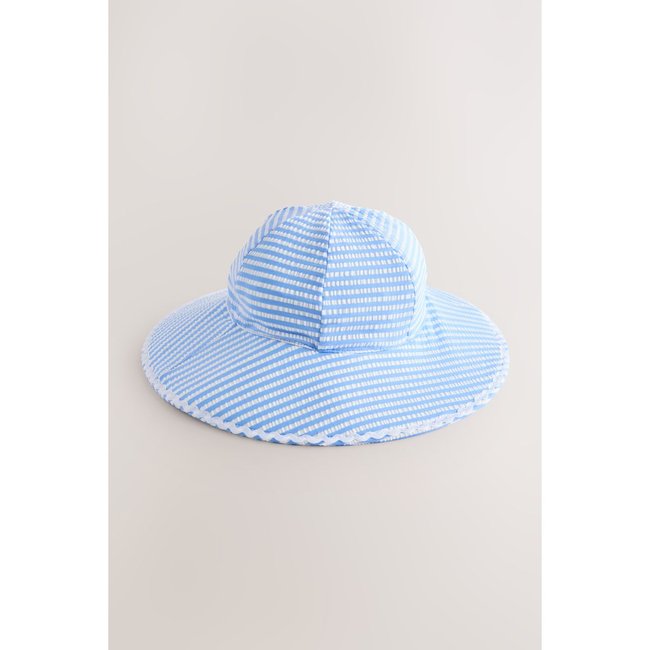 Chapeau de bain rayé bleu/blanc <span itemprop=