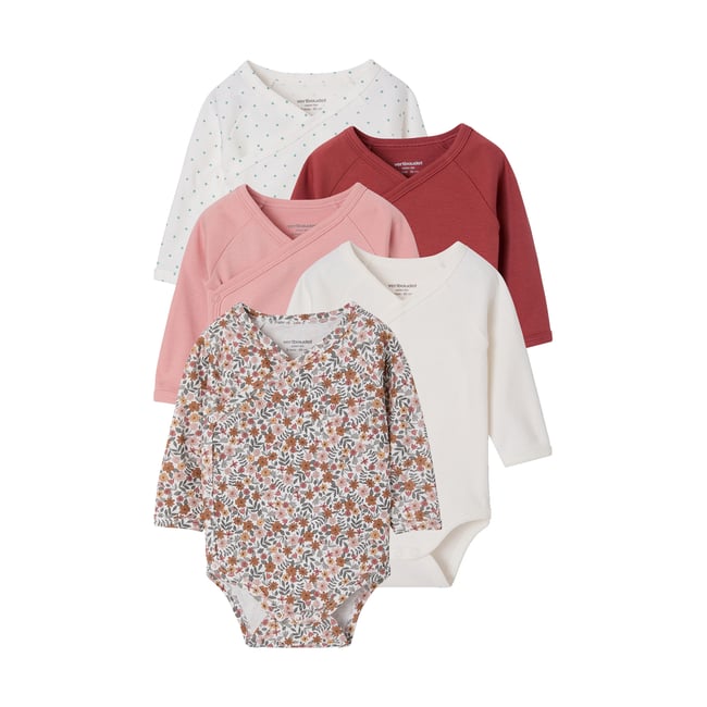 Lot de 5 bodies manches longues rose <span itemprop=
