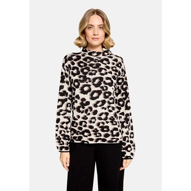 Pull-over en maille à motif jacquard patch black/beige <span itemprop=