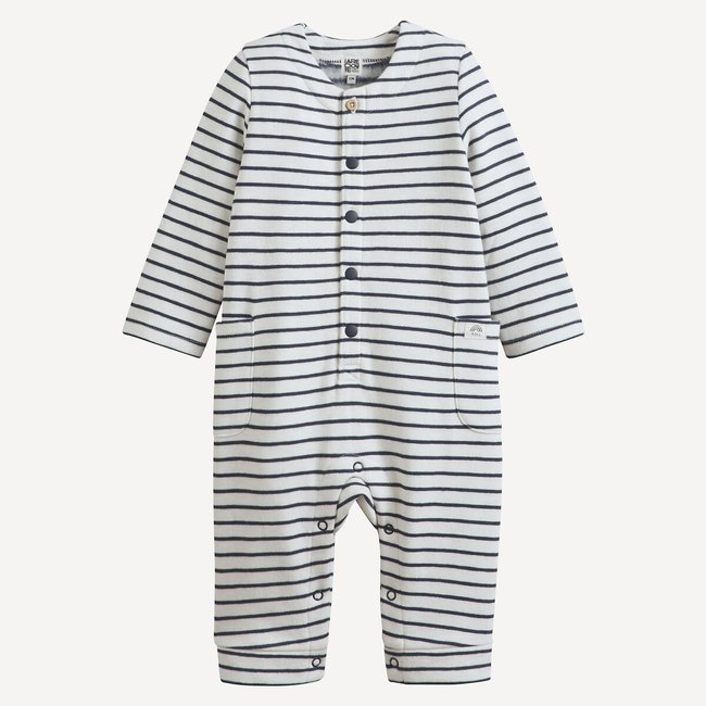 Combinaison longue rayée en molleton rayé <span itemprop=