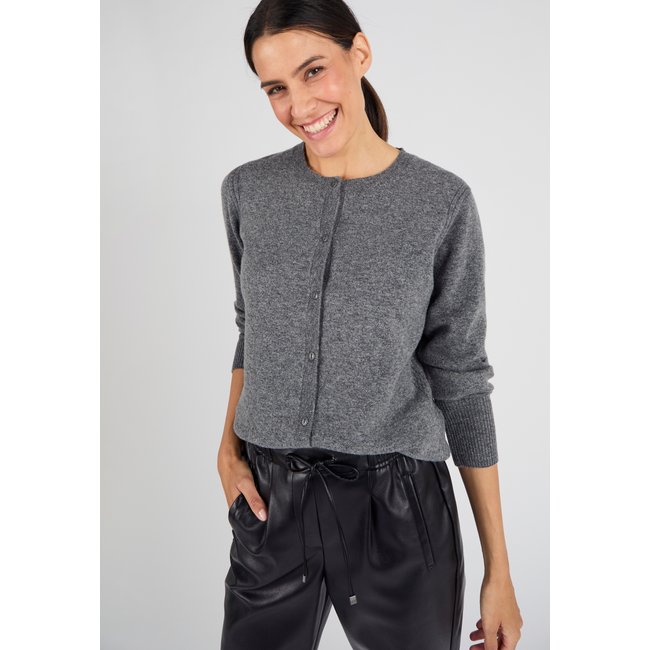 Cardigan fine maille Thermolactyl gris chiné <span itemprop=