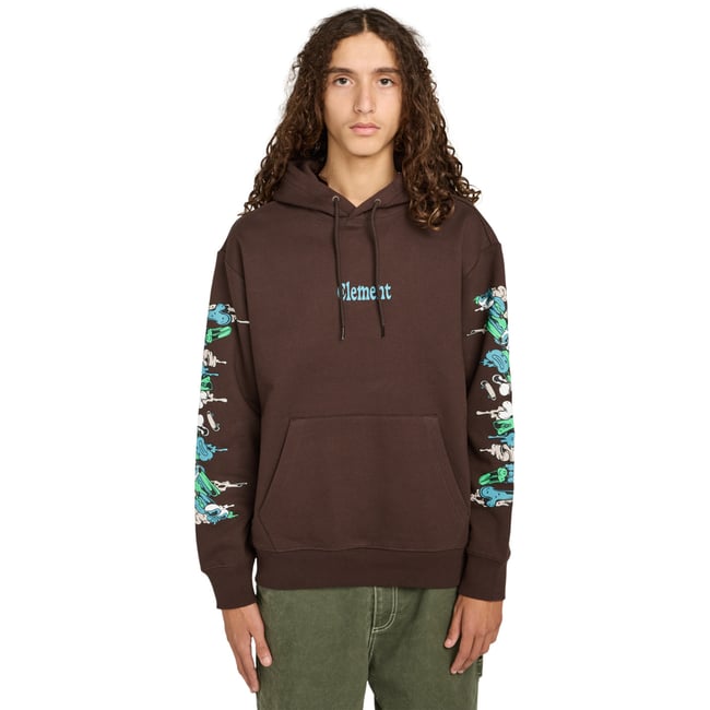 Sweat à capuche ROLLING DEAD PO marron java <span itemprop=