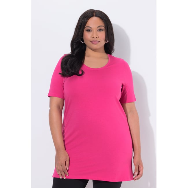T-shirt long. Col rond et manches courtes. - ULLA POPKEN