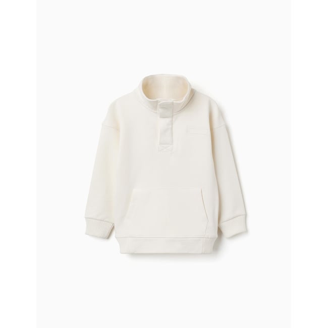 Sweat en molleton avec col montant et imprimé blanc <span itemprop=