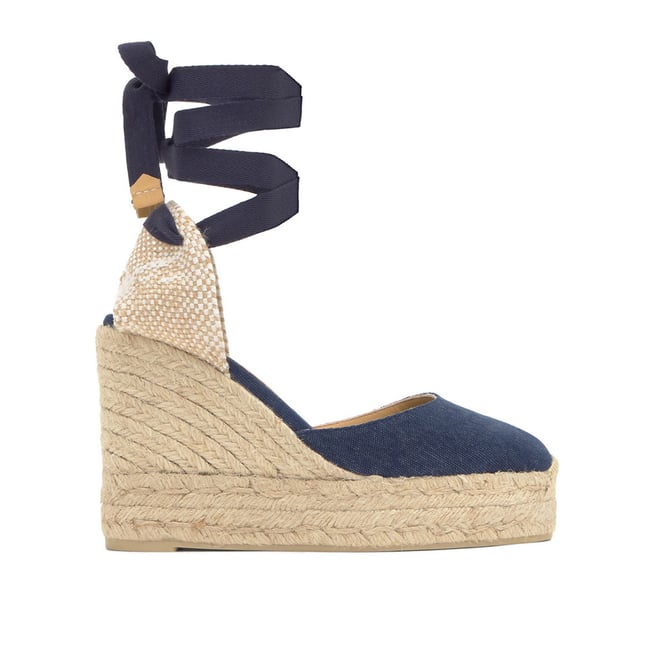 Espadrille compensée en coton organique à lacets CARINA EXTRA PLATFORM - CASTANER