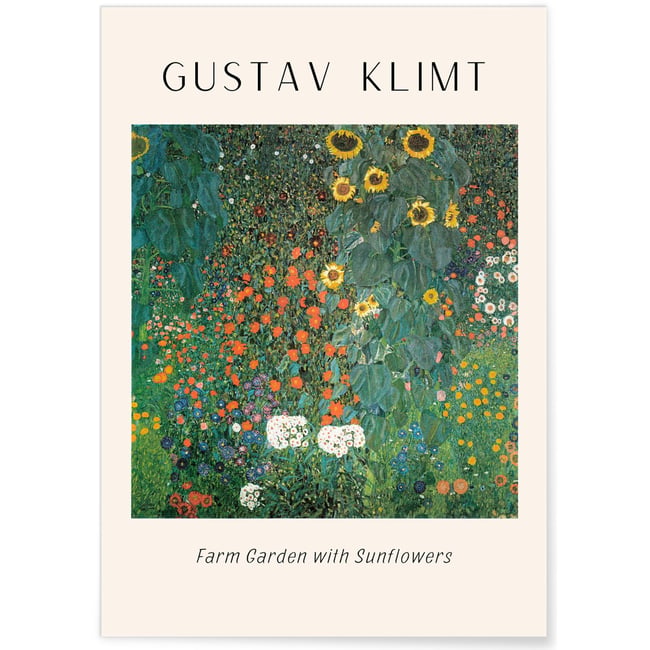 Affiche Gustav Klimt « Farm Garden with Sunflowers » Couleur blanc <span itemprop=
