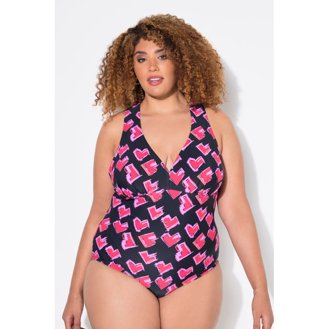 Maillot de bain motif cœurs noir <span itemprop=