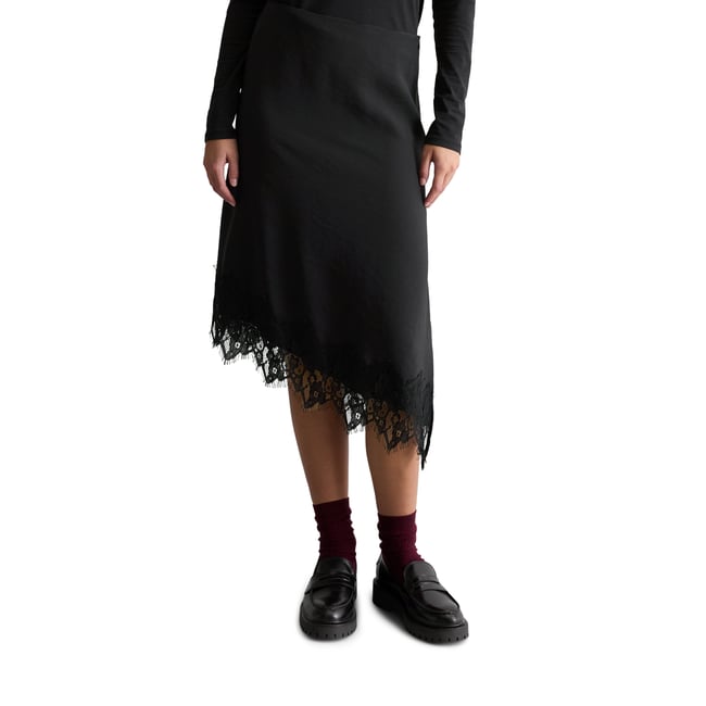 Jupe en dentelle, coupe classique en TENCEL™ Modal noir <span itemprop=