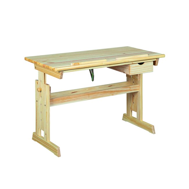Bureau à plan inclinable + tiroir en bois Couleur bois clair <span itemprop=