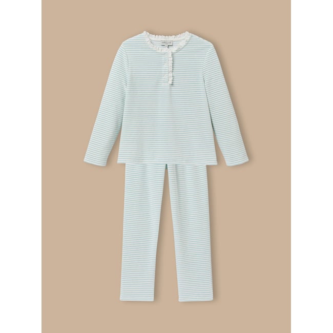 Pyjama en velours rayé rayure bleue <span itemprop=
