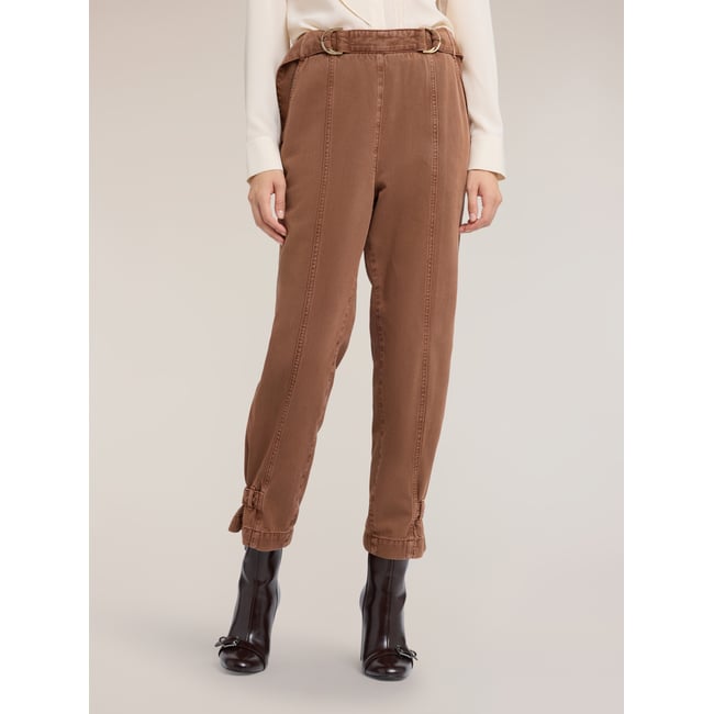 Pantalon carrot washed marron <span itemprop=
