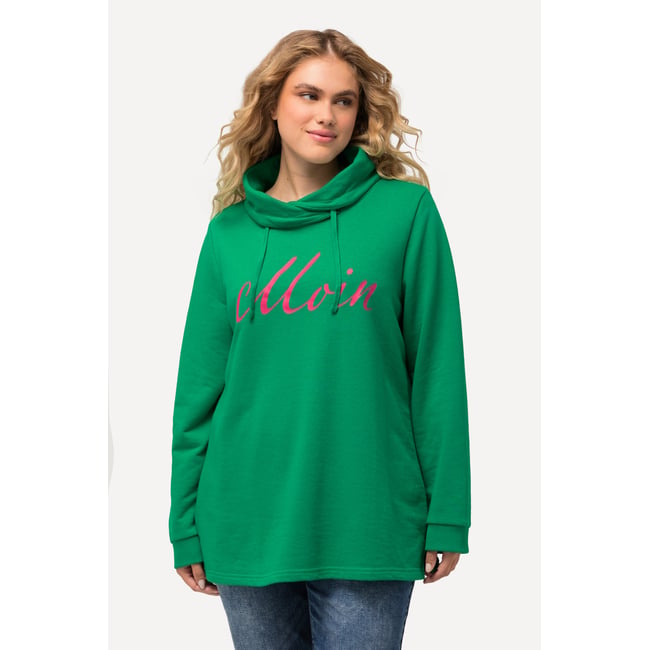 Sweat-shirt col montant et manches longues. vert émeraude <span itemprop=