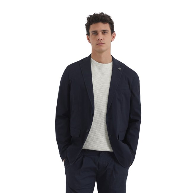 Veste shaped en coton bio bleu foncé <span itemprop=