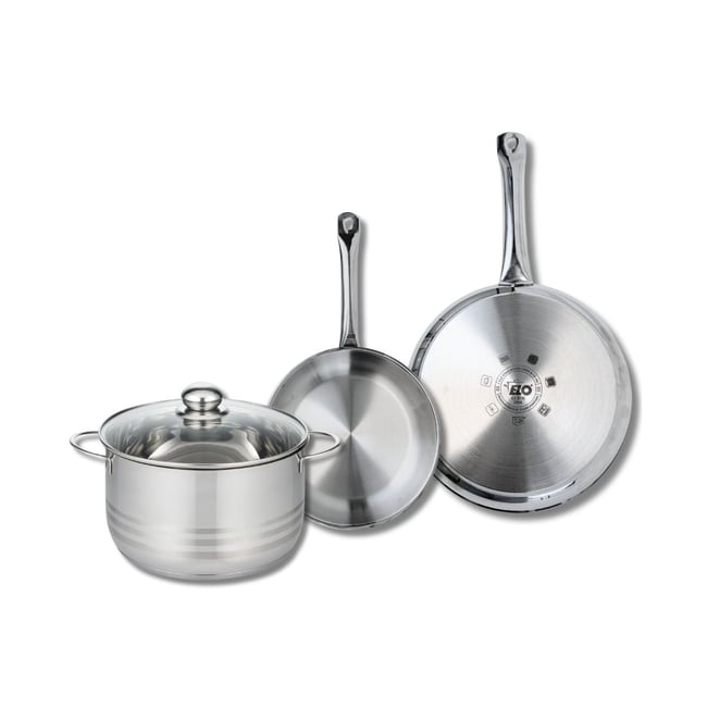 Batterie 2 poêles 24/28cm + 1 faitout 24cm PROFI BRILLANT gris <span itemprop=