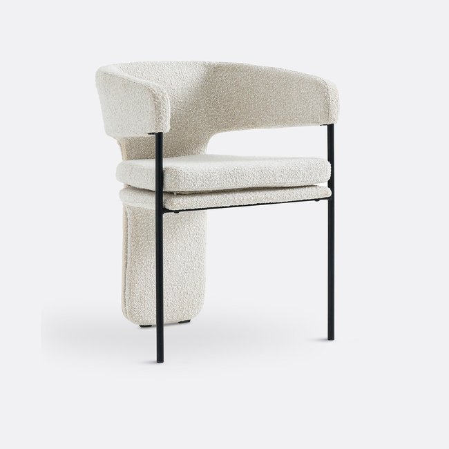 Fauteuil de table bouclette, Palazzo Couleur beige écru <span itemprop=