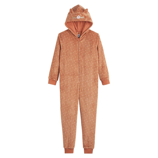 Surpyjama à capuche panda roux en polaire  marron <span itemprop=