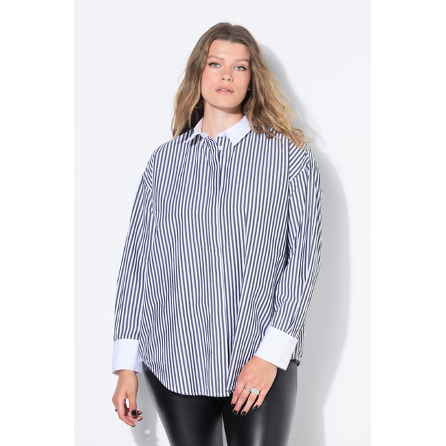 Chemisier oversize à rayures noir <span itemprop=