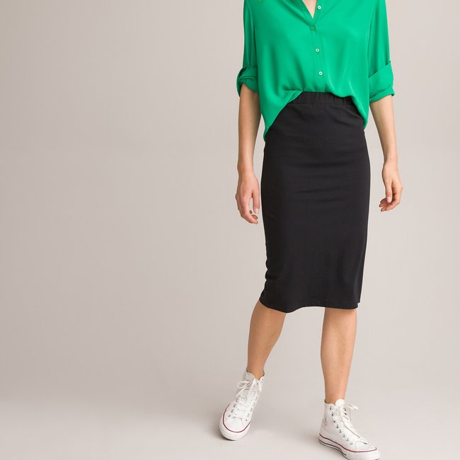 Jupe tube en maille jersey La Redoute Collections noir La Redoute