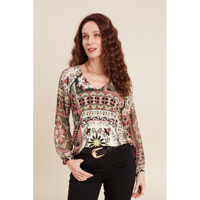 T-shirt manches 3/4 multicolore <span itemprop=