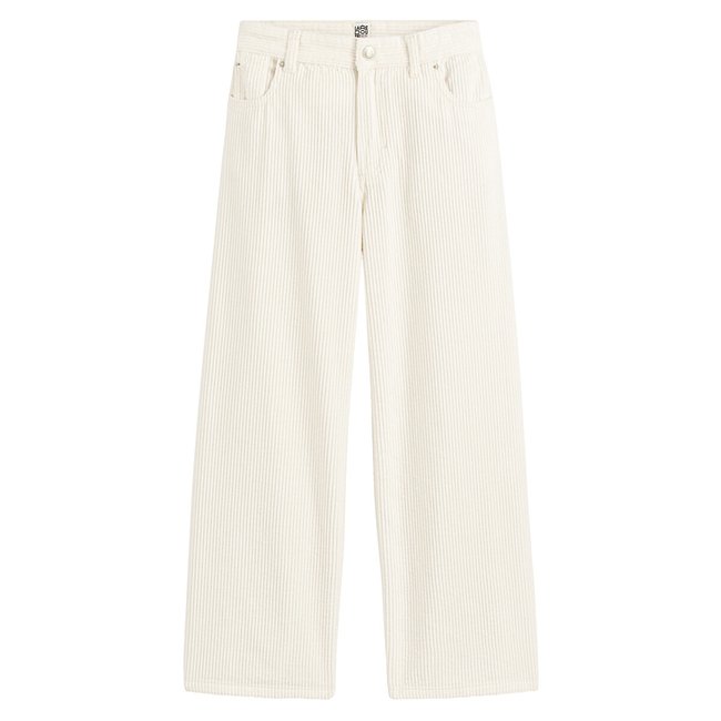 Wijde broek in geribd fluweel <span itemprop=