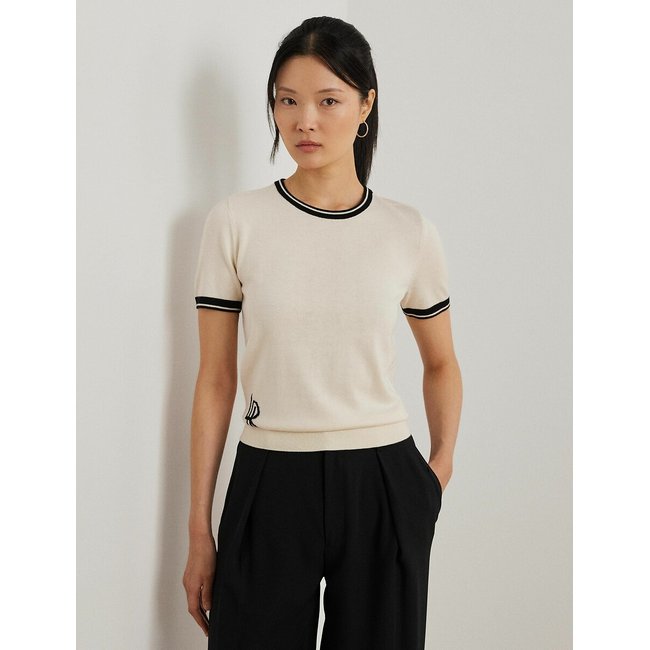 Pull scollo rotondo maniche corte crema/nero LAUREN RALPH LAUREN