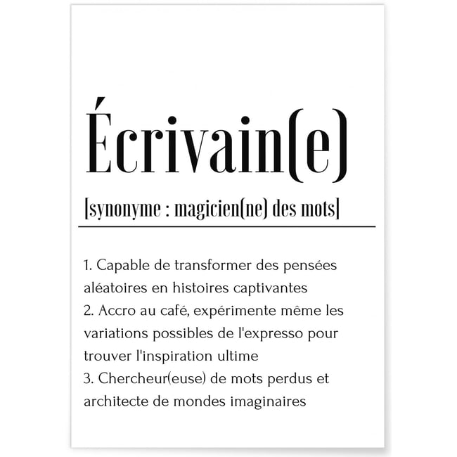 Affiche Définition Écrivain(e) Couleur blanc <span itemprop=