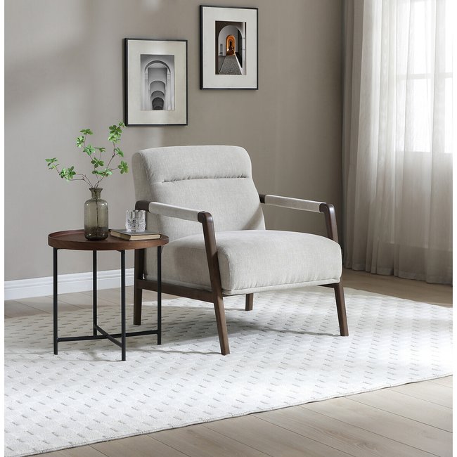 Iris Chenille Accent Chair with Sleeves, natural, SO'HOME