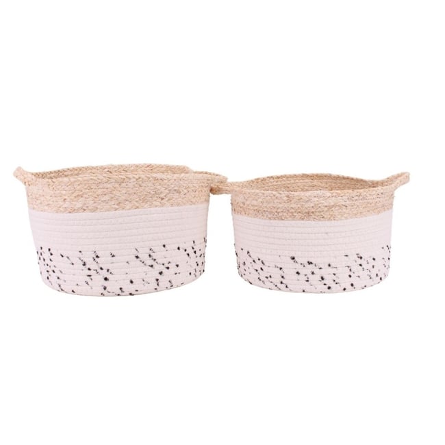 Lot de 2 paniers en corde et fibres naturelle Couleur beige <span itemprop=