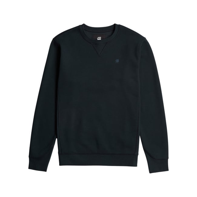 Sweat marine uni avec une coupe droite et des manches longues bleu foncé <span itemprop=