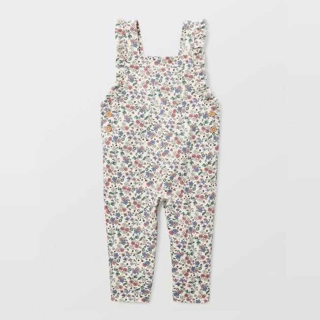 Salopette longue imprimée en coton BIO GOTS naturel <span itemprop=