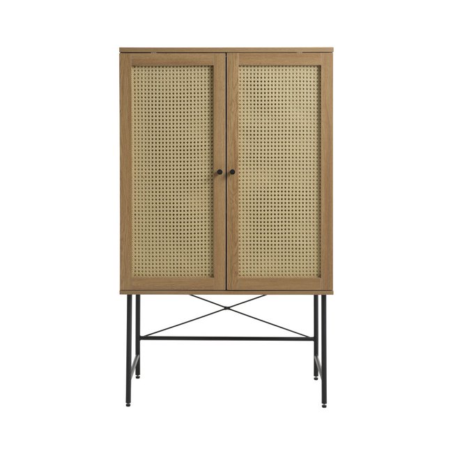 Buffet haut 2 portes bois et métal H135cm - RINTO - DRAWER