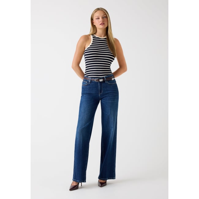 Jean Sexy Palazzo Cachemire Mélangé bleu <span itemprop=
