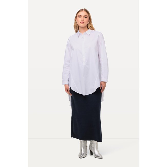 Chemisier long en A à manches longues blanc neige <span itemprop=