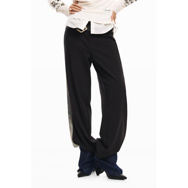 Pantalon droit bimatière noir <span itemprop=
