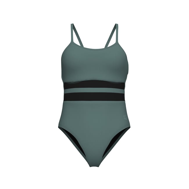 Maillot de bain 1 pièce MESH EQUALS vert sauge <span itemprop=