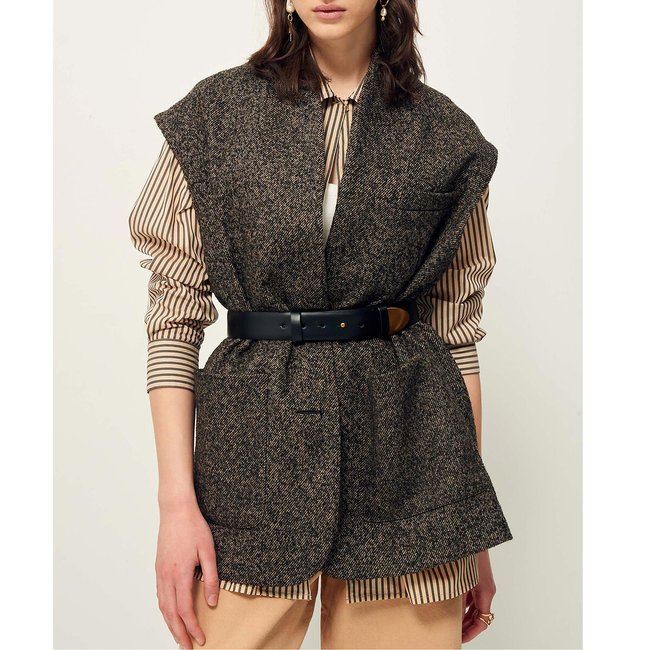 Gilet HEY JUDE, Wollmix khaki meliert <span itemprop=