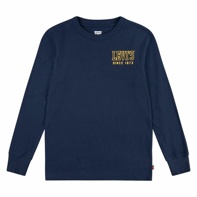 Cotton Long Sleeve T-Shirt, navy blue, LEVI'S KIDS