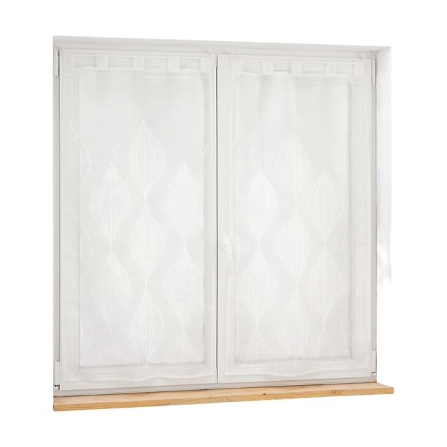 Paire de voilages voile sable Galacte blanc <span itemprop=