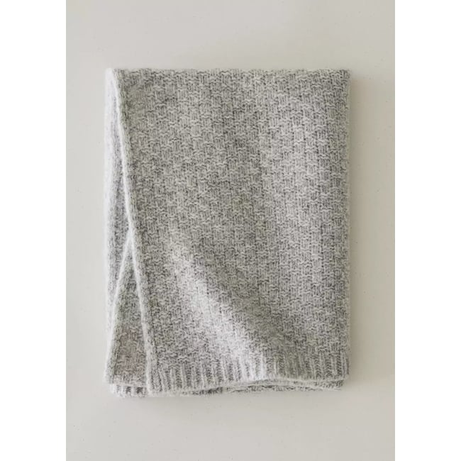 Plaid en grosse maille texturé gris <span itemprop=