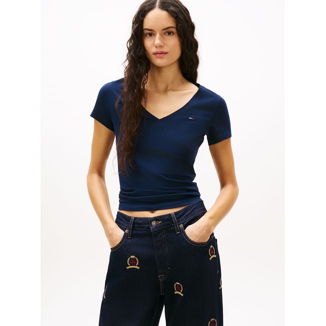 T-shirt scollo a V, maniche corte - TOMMY JEANS