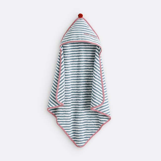 Baby-Badecape Petit Marin, Bio-Baumwolle blau/weiss gestreift <span itemprop=
