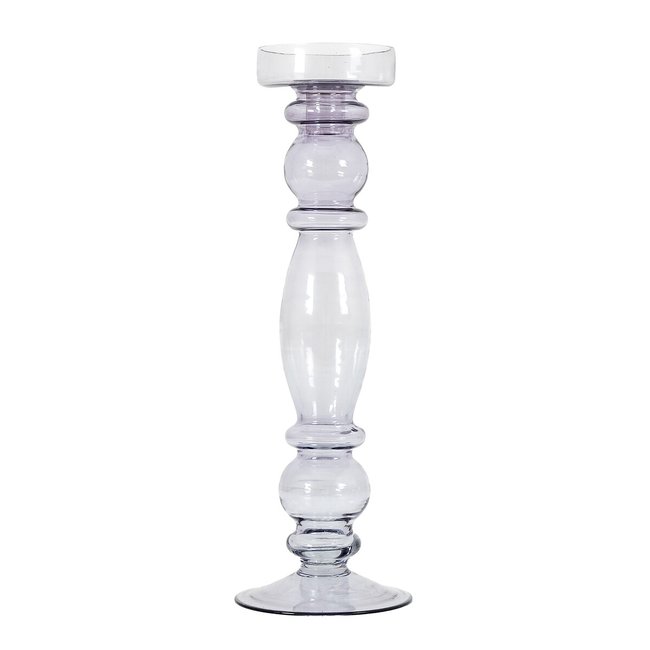 38cm Grey Glass Candlestick Holder, grey, SO'HOME