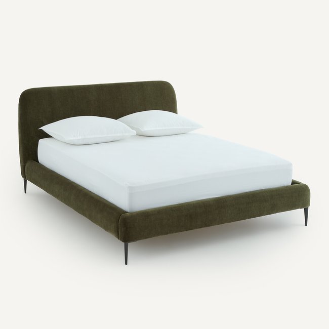 Letto con base in velluto, OSCAR, design di Emmanuel Gallina verde oliva AM.PM