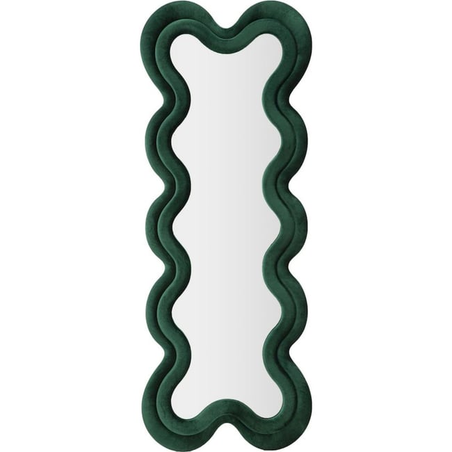 Miroir mural ondulé cadre en velours GLAM Couleur vert <span itemprop=